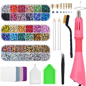 lot 2232 image: Bedazzler Kit with Rhinestones, Hot Fixed Gems Craft Applicator - Diamond Painting Pen, Wax Pencil, Tweezers, Tray, Cleaning Brush, Picker Rhinestones Crystals for DIY Clothes Shoes
