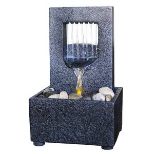 lot 2238 image: Naturefts Mark Raining Spout LED Relaxation Water Fountain with Authentic River Rocks