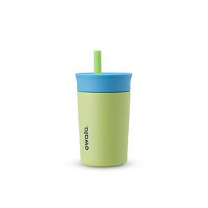 lot 2244 image: Owala Kids Insulation Stainless Steel Tumbler with Spill Resistant Flexible Straw, Easy to Clean, Kids Water Bottle, Great for Travel, Dishwasher Safe, 12 Oz, Blue and Light Green (Turtley Awesome)