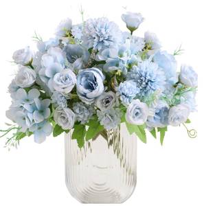lot 2246 image: ASTRYAS Artificial Flowers, 2Pcs Blue Fake Peony Silk Peonies Faux Flowers Arrangements for Home Decor Wedding Party Christmas (Light Blue)