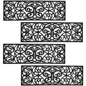 lot 2252 image: Hedume 4 Pack Rubber Stair Mats, Non Slip Stair Treads Mat, Rubber Scroll Doormat for Outdoor, Indoor, Entrance, Stairs (29 x 9.5in)in