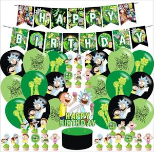 lot 2257 image: Cartoon Birthday Decorations,Anime Themed Party Decorations,Cartoon Party Favors Supplies Gifts Room Decor,Banner Balloons Cake Cupcake Toppers