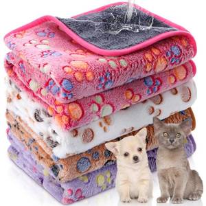 lot 2261 image: Panelee 4 Pcs Waterproof Dog Blankets Washable Puppy Paw Print Fleece Blanket for Small Medium Pet Cat Whelping Warm Soft Sleep Mat Guinea Pig Cage Liners(Multicolor,24 x 16 Inch)