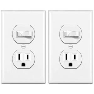 lot 2276 image: BESTTEN 2 Pack Combination Toggle Light Switch and Duplex Receptacle Outlet, Single Pole Toggle Wall Switch, Grounded Outlet, Combo Style, 15 Amp, Wallplate Included, UL Listed, White