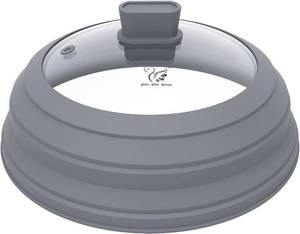 lot 2277 image: Microwave Splatter Cover Glass Splatter Guard Lid with Collapsible Silicone for Food Pot Plate Cover 10.8 inch Light Grey