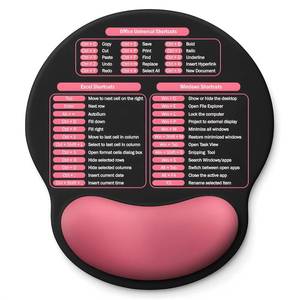 lot 2285 image: Mouse Pad with Wrist Rest - Ergonomic Memory Foam Support, Small Cute Excel Cheat Sheet Mousepad with Windows and Office Shortcuts, Non-Slip PU Base, for Computer Desk Laptop Travel, Black Pink