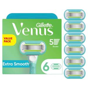 lot 2299 image: Gillette Venus Extra Smooth Womens Razor Blade Refills, 6 Count, Designed for a Close, Smooth Shave