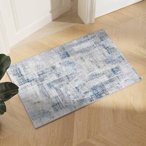 lot 2303 image: Eleisa Modern Abstract 2x3 Entryway Rug, Blue and Grey, Non-Slip Washable Indoor Door Mat, Low Pile Small Rugs for Entryway, Bedroom, Kitchen and Bathroom