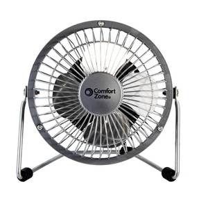 lot 2312 image: Comfort Zone 4-inch All-Metal Desk Fan with USB or Power Cord, Single Speed, 360 Degree Adjustable Tilt, Compact and Durable Mini Electric Fan for Home, Office or Travel Use, Silver