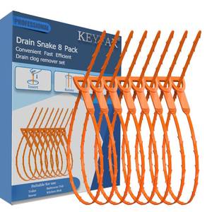 lot 2313 image: 8 Pack 25inch Drain Snake Clog Remover, Drain Hair Remover, Sink Snake Drain Auger Cleaner Tool For Bath Tub, Toilet, Kitchen Sink, Sewer