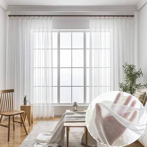 lot 2316 image: Ftinala Off White Sheer Curtains 90 Inches Long 2 Panels, Thin Textured Linen Look Drapes for Living Room, Rustic Ivory See Through Window Decor, DIY Pinch Pleat Sliding Glass Door Curtain
