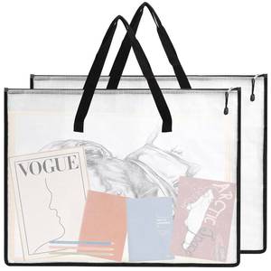 lot 2317 image: EOOUT 2 Pack 18.5x24.8 Inches Art Portfolio Case, Portfolio Folder for Artwork, Posters Storage Bag with Zipper and Handle Mesh Folder Organizers for Poster, Scrapbook, Keepsake and Bulletin Board