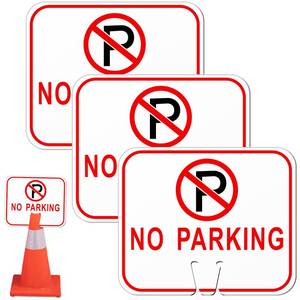 lot 2322 image: Geetery 3 Pcs No Parking Signs Traffic Cone, 12.6 x 10.43 Inches Plastic Traffic Cone Top Warning Sign for Road Barricade Outdoor Construction Waterproof