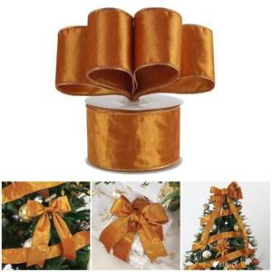 lot 2324 image: AIMUDI Orange Velvet Wired Ribbon - 2.5 Inch, 10 Yards Burnt Orange for Christmas Trees, Halloween, Wreaths, Swags, Gift Wrapping, Garland, Holiday Crafts, Topper Bows