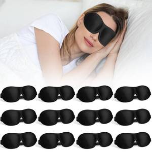 lot 2341 image: Bonuci 12 Pack Sleep Mask Blackout 3D Eye Mask for Ultralight Sleeping Night Blindfold Eye Covers with Adjustable Strap for Men Women Travel Gift Back and Side Sleeper (Black)
