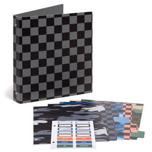 lot 2348 image: U Brands Poly Performance 1 Binder with 5 Tab Dividers and Labels, Checkered Print, Silver Metal O-Ringsin