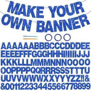 lot 2356 image: BEISHIDA 116 PCS A-Z Glitter Blue DIY Letter Banner Kit Make Your Own BannerIncluding 111 Letters and Numbers 3 Rope and 2 Threading Device,Customized for Birthday Graduation Wedding Party Decor