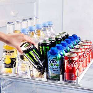 lot 5477 image: Drink Organizer for Fridge, Soda Can Dispenser for Refrigerator, Automatic Drink Dispenser for Fridge Holds up to 25 Cans, 5 Row