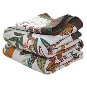 lot 5482 image: Fall Throw Blanket for Couch Bed Chair, 100percent Cotton Muslin Breathable Woven Throws 60ftftx 80ftft Boho Vintage Quilt for All Seasons Warm Lightweight Farmhouse Blankets Home Decoration