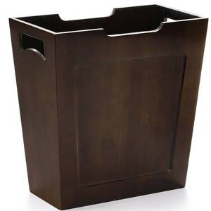 lot 5484 image: TOPZEA Bamboo Waste Basket, Rectangular Narrow Trash Can with Handles, Wooden Slim Wastebasket Small Garbage Cans for Bathroom, Bedroom, Kitchen, Craft Room, Office, RVs, 10.5x6inx11incrack top left back sidein