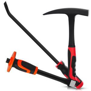 lot 5493 image: Lasnten 3 Pcs Geology Rock Pick Equipment Kit 32oz Rock Hammer 3lb 12 Concrete Flat Chisel Tool, 18in Pry Bar for Geological Research Exploration, Hounding, Gold Mining, Prospecting, Stone Breakingin