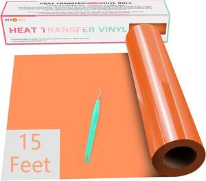 lot 6184 image: HTVRONT HTV Vinyl Rolls Heat Transfer Vinyl - 12 x 15ft Orange HTV Vinyl for Shirts, Iron on Vinyl for All Cutting Machines - Easy to Cut and Weed for Heat Vinyl Design (Orange)in