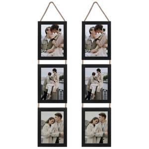 lot 6208 image: Lavezee 5x7 Picture Frames Collage Wall Decor, Black 6 Opening 5 by 7 Vertical Picture Frame for Wall Hanging
