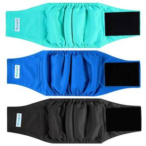 lot 6209 image: Paw Legend Washable Dog Belly Band Wrap Diapers for Male Dog  High Absorbing Puppy and Doggy Diapers Male (3 Pack,Blue,Aqua,Black,Large)