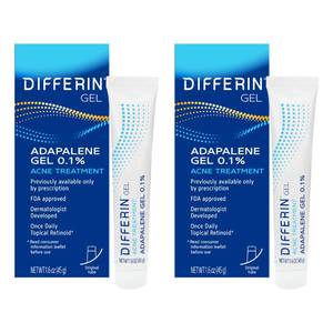 lot 6211 image: Differin Acne Treatment Gel, 60 Day Supply, Retinoid Treatment for Face with 0.1percent Adapalene, Gentle Skin Care for Acne Prone Sensitive Skin, 15g Tube (Pack of 2) (Packaging May Vary)