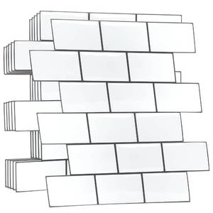 lot 6217 image: WALPLUS 20 Sheets Peel and Stick Kitchen Backsplash Tile Stickers Self Adhesive Stick on Subway Tile 12 x 6in Bathroom Splashback Water Heat Resistant 3D Wall Tiles Pure White Grayin