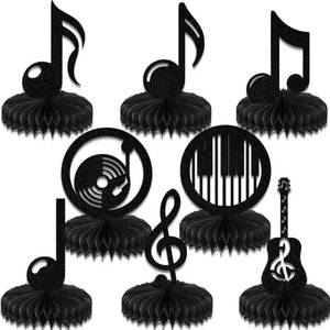 lot 6221 image: A8 Pcs Music Party Honeycomb Centerpieces - Music Themed Party Decorations - Musical Notes Decorations