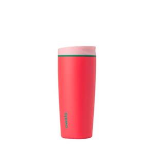 lot 6227 image: Owala SmoothSip Slider Insulated Stainless Steel Coffee Tumbler, Reusable Iced Coffee Cup, Hot Coffee Travel Mug, BPA Free 20 oz, PinkRed (Strawberry Fields)