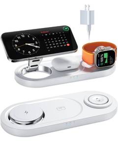lot 6230 image: Upgraded 3 in 1 Wireless Charging Station for Apple Devices, Faster Mag-Safe Charger Stand, Magnetic Charger Station for iPhone 171615141312 Series and AirPods Pro and Apple Watch Series (White)