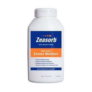lot 6231 image: Zeasorb Excess Moisture Control Super Absorbent Foot and Body Powder, Dermatologist Recommended, Friction-Fighting Formula with Patented Odor Control Technology, 2.5 oz bottle
