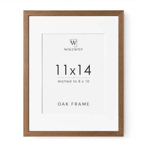 lot 6242 image: 11x14 Picture Frame, Solid Oak 11 x 14 Photo Frame with Mat to 8x10, 14 x 11 Wooden Frames for Wall, 11x14 Natural Oak Wood Frame, (Walnut Set of 1)