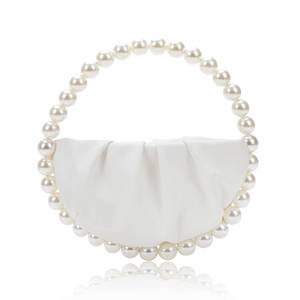 lot 6256 image: CARIEDO Pearl Soft Face Pleated Handbag Advanced Evening Bag Party Prom Bride Purse Phone Clutch Purse