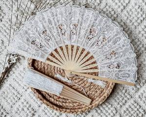 lot 6260 image: Victorian-Inspired Cotton Lace Wedding Folding Handheld Fan Vintage Embroidered Bridal Hand Fan for Prom, Cosplay, Tea Party, Costume Party, Dance, Gala, Photo Prop for Shooting (White)