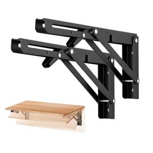 lot 6262 image: Ravinte 10 Inch Folding Shelf Brackets - Matte Black Collapsible Heavy Duty Brackets for Table Bench - Space Saving, 2 Pack 