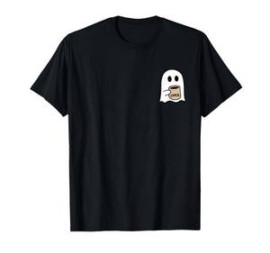 lot 6264 image: Ghost Drinking Coffee Funny Halloween Costume Coffee Lover T-Shirt