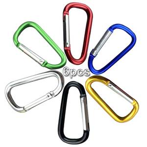 lot 6279 image: Aeibun Carabiner Clip Keychain D Ring - 3 inches Aluminum Caribiniers 6 Pack - Medium Carabiner Key Clips Hook for Belt,Water Bottle,Backpack,Flag,Dog Lesh(D Shape Round Multi)