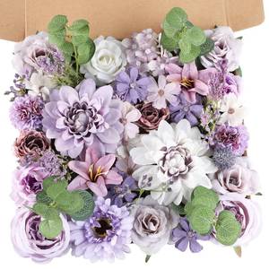 lot 6280 image: AmyHomie Lavender Artificial Flowers Combo Silk Mix Peony Rose Fake Flowers wStem for DIY Wedding Bouquets Centerpieces Arrangements Table Fall Decor Party Bridal Baby Shower Home Decorations