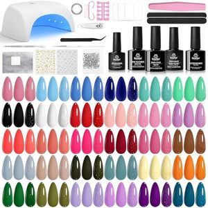 lot 6281 image: Beetles Gel Nail Polish Kit with U V Light -54 Pcs Gel Nail Kit Four Seasons Glow 32 Colors Set with Base Matte and Glossy Top Coat Soak Off Home Salon DIY Manicure Christmas Gifts for Women Teen Girls