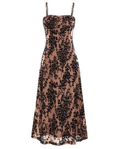 lot 6292 image: BTFBM Womenfts Summer Dress Sleeveless Spaghetti Strap Midi Dress Sexy Cowl Neck Floral Cocktail Dress Party Dresses(Dark Apricot,Large)