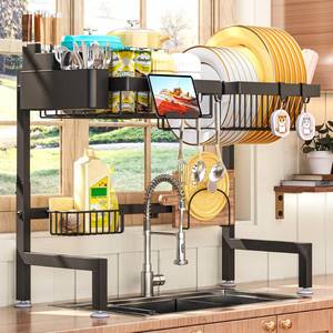 lot 6326 image: ADBIU Over The Sink Dish Drying Rack (Expandable Height and Length) Snap-On Design 2 Tier Large Dish Rack