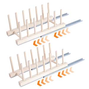 lot 6335 image: Bigwaves Wooden Dish Rack Plates Holder Compact Kitchen Pull Out Storage Cabinet Organizer for DishPlateBowlCutting Board (6 Slots 2P)