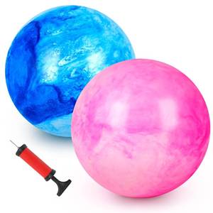 lot 6341 image: AMOR PRESENT 2PCS Inflatable Playground Balls, 8.7 Inch Marbleized Bouncy Balls Rubber Kickballs Giant Dodgeballs, for Indoor Outdoor Ball Games