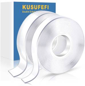 lot 6345 image: KUSUFEFI Double Sided Adhesive tape Heavy Duty, Double Stick Mounting (2 Rolls, Total 20FT), Clear Two Sided Wall tape Strips, Removable Poster tape for Home, Office, Car, Outdoor Use