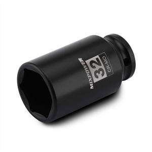 lot 6352 image: MIXPOWER 12 Drive Deep Impact Socket, CR-MO, 32mm, METRIC, 6 Point, Axle Nut Impact Grade Socket for Easy Removalin