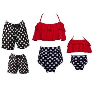 lot 6357 image: Ryuits Family Matching Swimwear, Women Bikini Set, Mother Daughter Swimsuits Father Son Trunks Bathing Suit Red