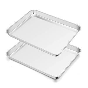 lot 6362 image: TeamFar Toaster Oven Pan Set of 2, Stainless Steel Toaster Oven Baking Tray Ovenware, 12.5��x 9.5��x1��, Non Toxic and Healthy, Rust Free and Mirror Finish, Easy Clean and Dishwasher Safe